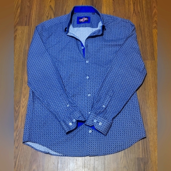 Soul of London Men's Dress Shirt 16.5 | Blue Pattern | Modern Fit - Picture 1 of 7